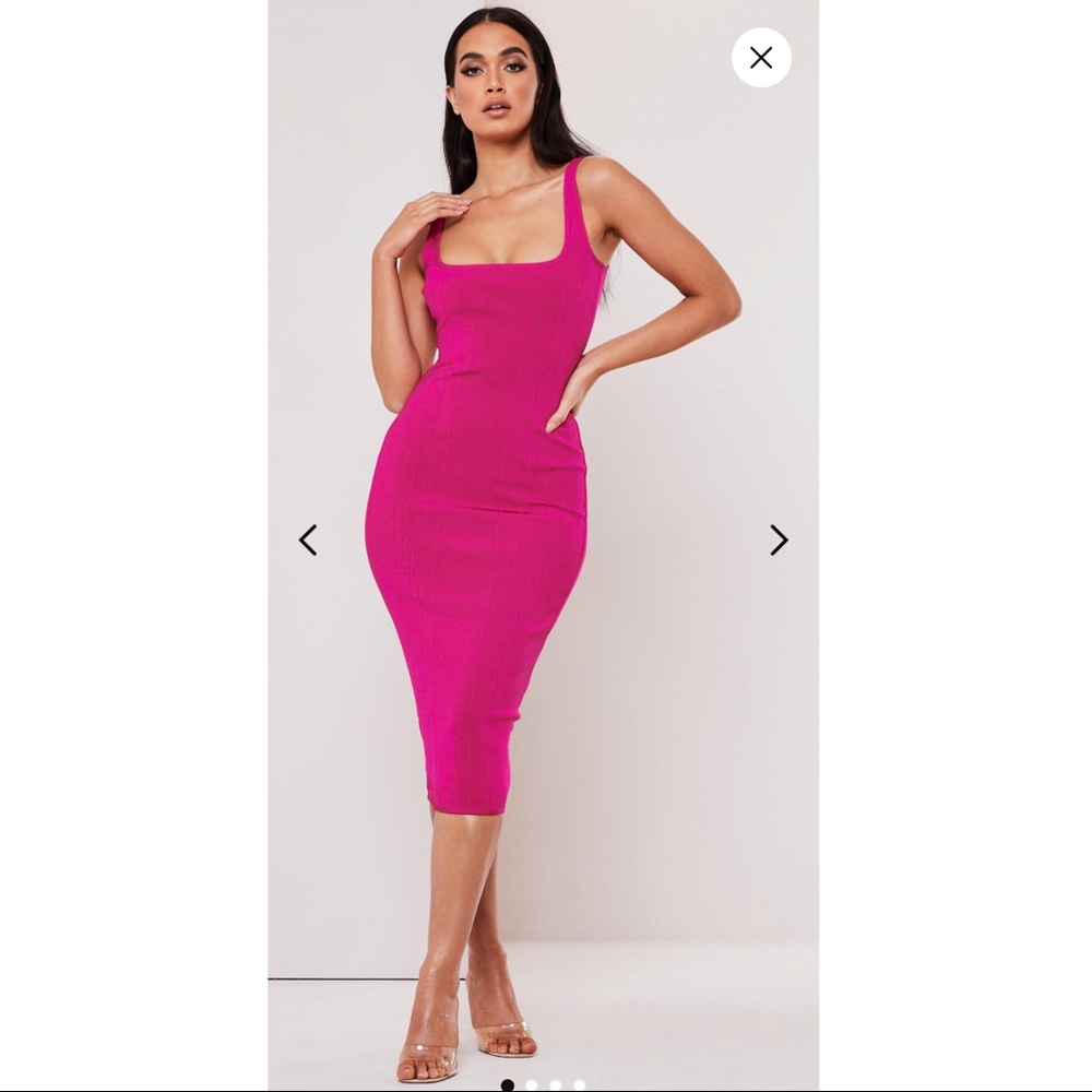 Missguided *sold out* Hot pink midi bodycon dress
